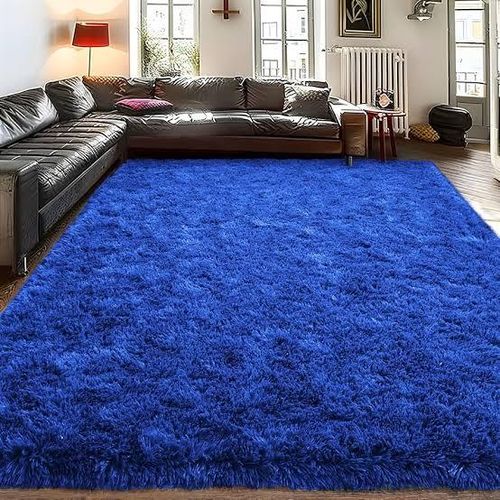 product_image_name-Generic-Blue Luxe Comfort 5*8 Plain Fluffy Carpet-1