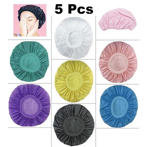 Generic 5Pcs Shower Rain Cap Elastic Bathing Salon Hair Cover Head