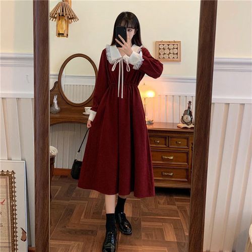 Vintage Women's Shirt Dress - Burgundy - M