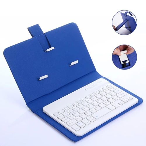 product_image_name-Generic-BLUE BT 3.0 Wireless Keyboard Cover with Leather Case for Smart Phone-1