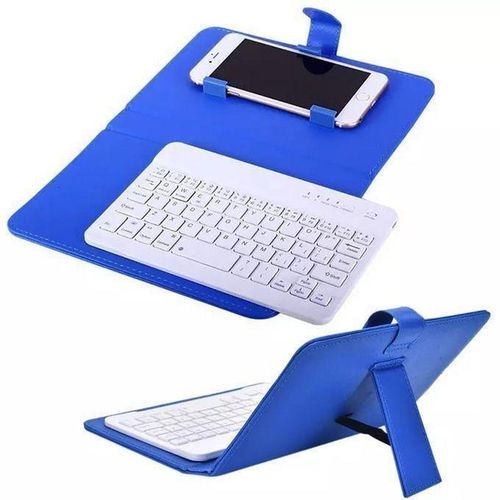 product_image_name-Generic-BLUE BT 3.0 Wireless Keyboard Cover with Leather Case for Smart Phone-2