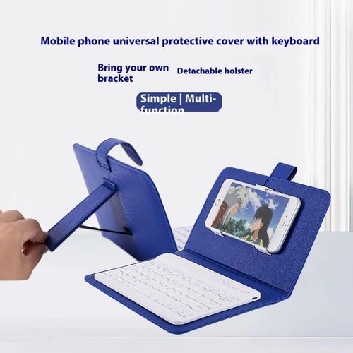 product_image_name-Generic-BLUE BT 3.0 Wireless Keyboard Cover with Leather Case for Smart Phone-3