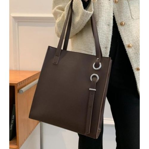 product_image_name-Generic-High Quality Leather Bag For Women - Stylish Shoulder Handbag With Ring Detail - Spacious Work & Daily Use Bag-4
