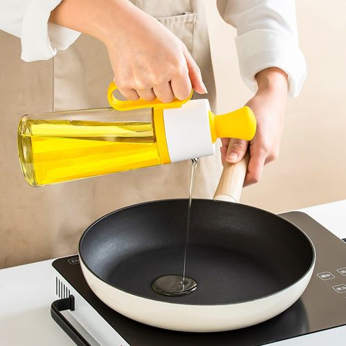 product_image_name-Generic-Transparent Glass Multifunctional Oil Dispenser - Durable, Precise & Convenient With BBQ Brush And Oil Dropper-2