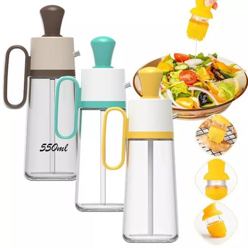 product_image_name-Generic-Transparent Glass Multifunctional Oil Dispenser - Durable, Precise & Convenient With BBQ Brush And Oil Dropper-3