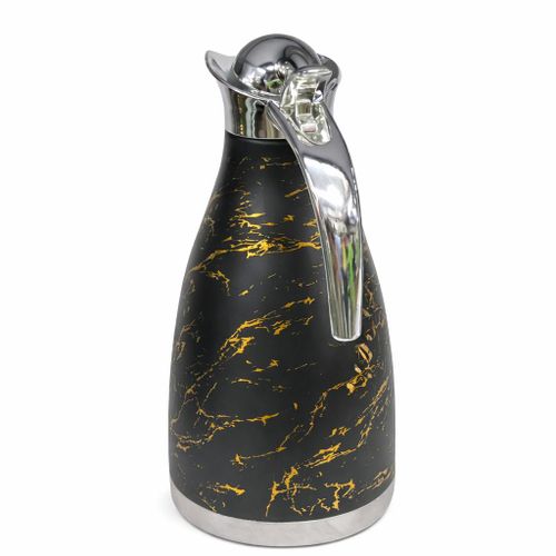 product_image_name-Generic-Premium Black & Gold Marble Flask with Silver Handle – Elegant Thermal Carafe-1