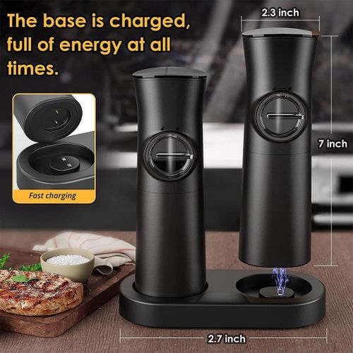 Rechargeable Electric Salt And Pepper Grinder Set With Double Charging  Base, Usb Cable, Automatic Salt Pepper Grinder