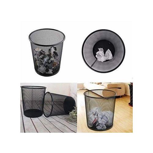 product_image_name-Generic-Dust Bin Mesh Black office/home utility metallic waste dustbin - 9L-3