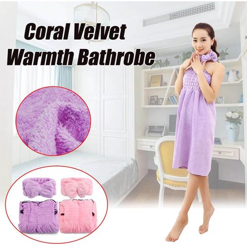 WOMEN QUICK DRY BATH TOWEL DRESS WRAP+HEADBAND BEACH CHANGING ROBE SWIM  MICROFIB | eBay