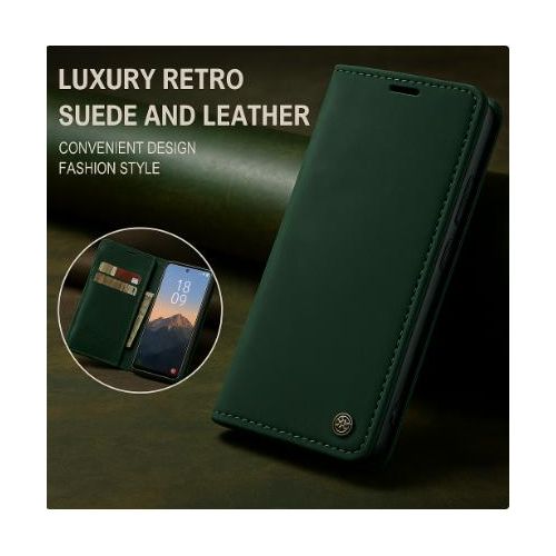 product_image_name-Generic-Tecno Phantom X2 Retro Flip Wallet Suede Leather Cover Case, All-Round Protective Phone Case with Card Holder and Foldable Stand, Green-1