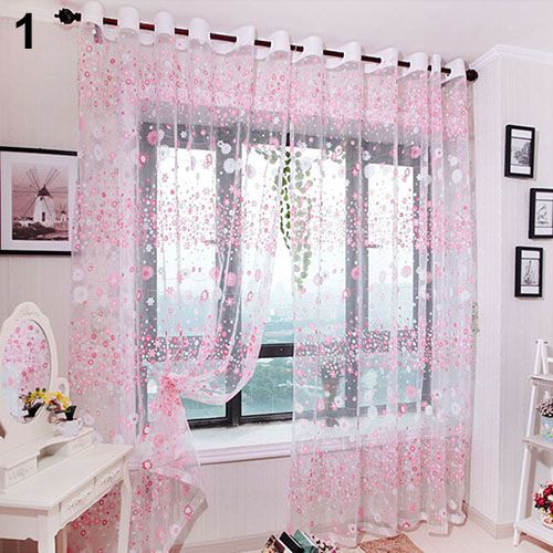 Generic Window Sheer Valance Floral Curtain Bedroom Home Room-Pink ...