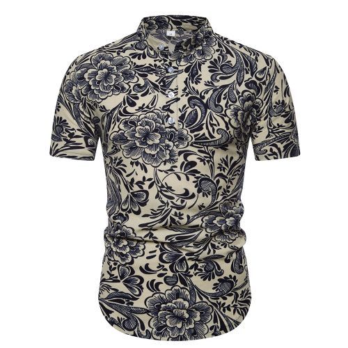 Fashion Men's Cotton Linen Floral Half Sleeve T-Shirt-PT08 @ Best Price ...