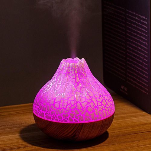 product_image_name-Generic-Volcano Aromatherapy Diffuser / Humidifier with Remote Control - 300ml Capacity, Black with Gradient Ambient Light-1