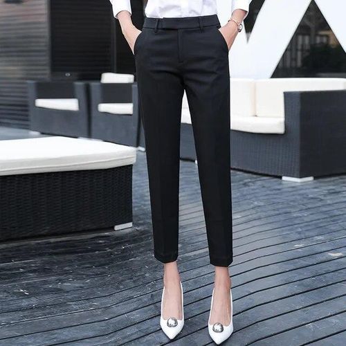 16 Jeans Black Gray Suit Pants Woman High Waist Pants Office Ladie