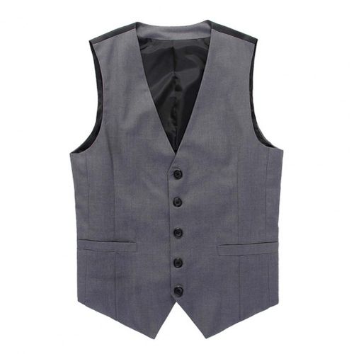 Mens Slim Fit Business Gilet Vest V Neck Sleeveless Blazer Jacket