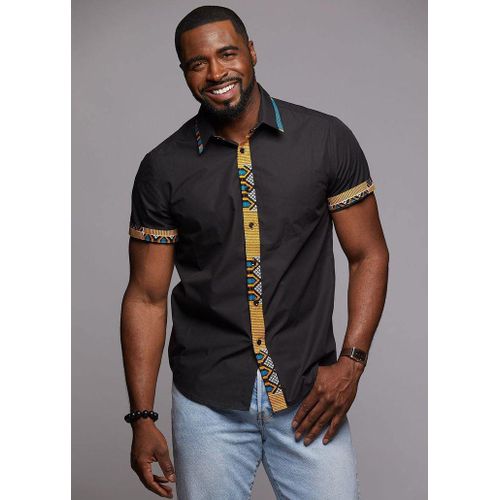 product_image_name-Fashion- Men's Stylish Ankara Prints Casual Button Down Shirt-1