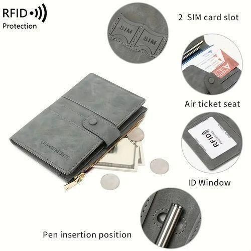 product_image_name-Fashion-Gukbis PU Men's Wallet , Anti-theft Card Holder R-F-I-D, Credit Card Holder - Gray-8