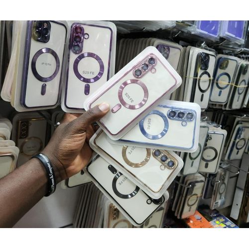 product_image_name-Generic-Green Transparent MagSafe Case for Samsung S25FE – Slim Shockproof TPU, Magnetic Ring-1