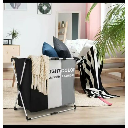 product_image_name-Generic-3-Grid Dirty Clothes Storage Basket – Foldable Laundry Sorter with Sturdy Frame-2
