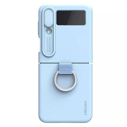 product_image_name-Generic-Samsung Galaxy Z Flip 4 5G Blue Nillikin CamShield Silky Silicone Protective Case with Soft Touch Design, Camera Shield and Anti-Fingerprint Finish-1