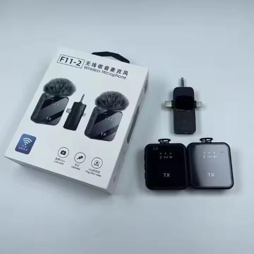 product_image_name-Generic-F11-2 Wireless Microphone 3-in-1 Wireless Mic Set - For iPhone, Type-C & Camera-2
