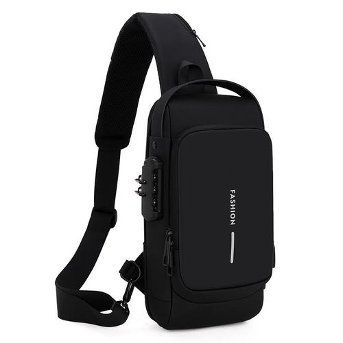 product_image_name-Generic-Men Multifunctional Waterproof Password Anti-theft Chest Bag - Black-1