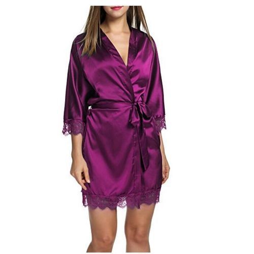 Fashion Ladies Contrast Lace Satin Robe 2018 New Fashion Sexy Women Clothes Spring Blue Half Sleeve Plain Night Robe purple Best Price Online Jumia Kenya