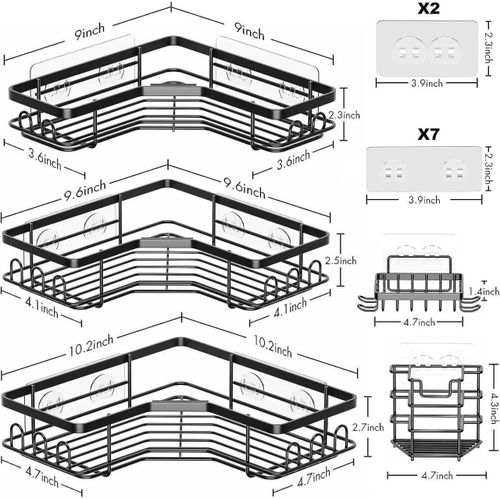 product_image_name-Generic-5PCS Triangular Shower Caddy Shelf Set – Corner Bathroom Organizer (No Drilling, Rustproof)-1