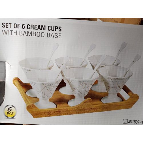product_image_name-Generic-6PCS Ice Cream Ceramic Cups With Bamboo Base-2