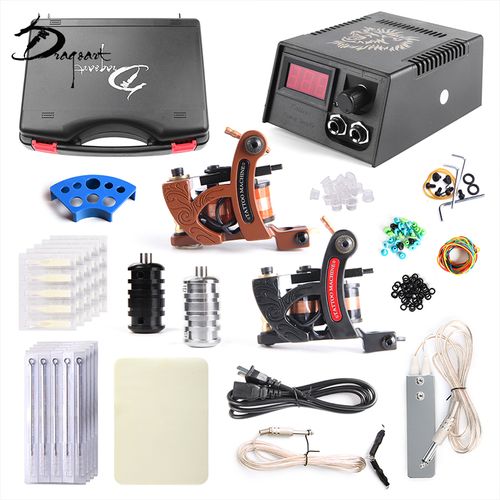 Dragonhawk Complete Tattoo Kit 2pcs Coil Tattoo Machine Tattoo Guns 10  Color Immortal Inks Power Supply