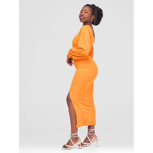 Mustard color bodycon dress clearance