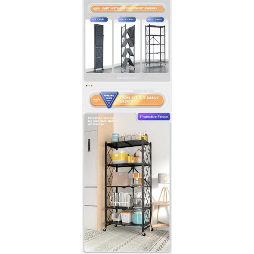 product_image_name-Generic-Hot Selling 5 Tier Rotating Multi-layer Folding Kitchen Display Shelf Foldable Kitchen Storage Rack Floor Type Rack Kitchen Organizer Rack-5