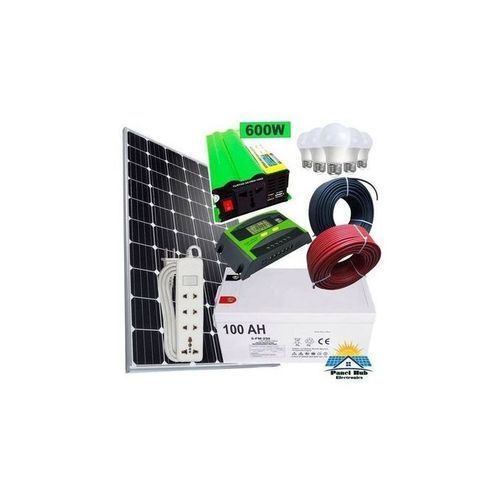 product_image_name-Powermate-120 Watts Solar Panel + 300 Watts Inverter + 10AH Solar Controller +5 Free Bulbs DC +Extension + 10m Cable-1