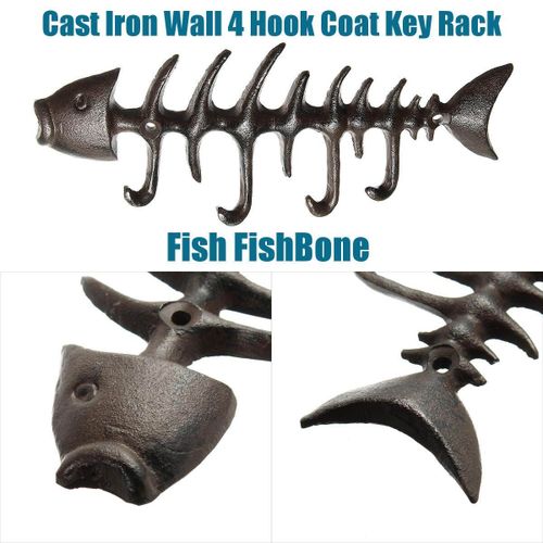 Generic 2Pcs Fish Bones Wall Mount Hook Key Hat Towel Coat Iron