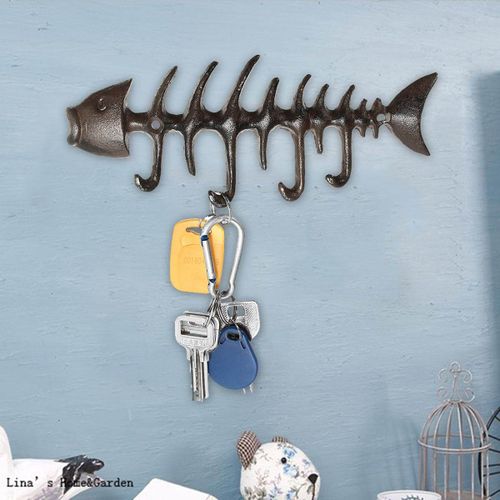 Cast Iron Fish Bones Wall Hook - Towel Hanger - Coat, Hat, Key