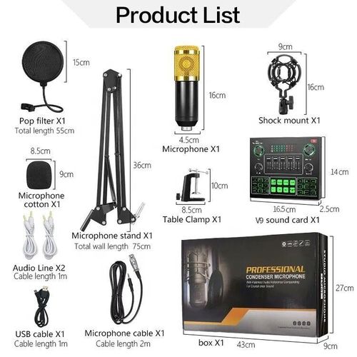 product_image_name-Generic-BM800 Premium Studio Recording Microphone With V9 Live Sound Card And Plug-And-Play Setup For Beginners And Professionals-2