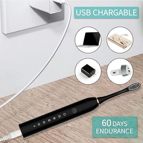 product_image_name-Generic-Sonic Electric Toothbrushes USB Rechargeable Ultrasonic Tooth Brush with 4 Brush Heads 6 Cleaning Modes and Smart Timer IPX7 Waterproof Cleaning Toothbrushes for Adults and Kids-4
