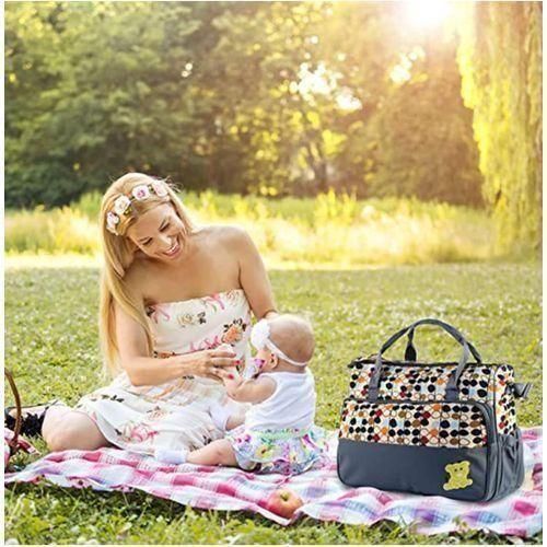 product_image_name-Generic-5 Pcs Multifunctional Set Baby Changing Diaper Nappy Bag, Maternity Mummy Handbag, Portable Nappy Basket Storage Organiser, Maternity Baby Bag For Boys And Girls-2