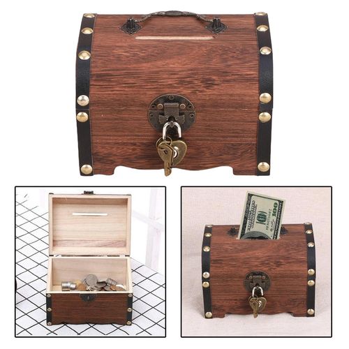 Generic Wooden Treasure Chest Retro Jewelry Storage Box Home