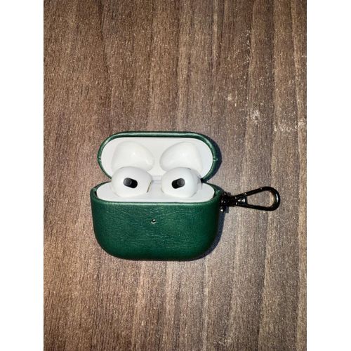 product_image_name-Generic-Luxury Soft Leather Case/Cover For Apple Airpods Pro 3 Shell Metal Keychain Shockproof Airpods Case-Green-1