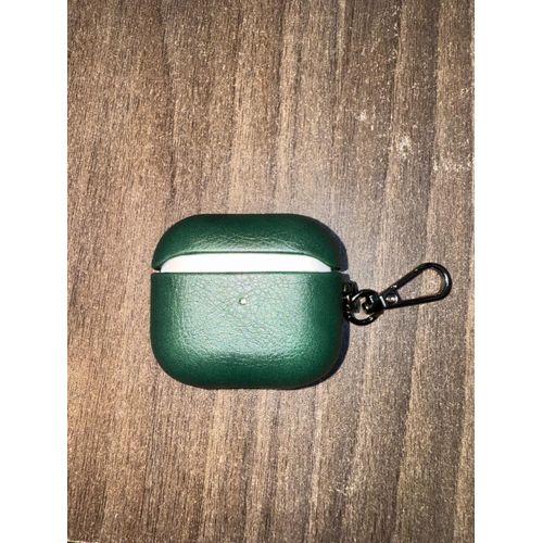 product_image_name-Generic-Luxury Soft Leather Case/Cover For Apple Airpods Pro 3 Shell Metal Keychain Shockproof Airpods Case-Green-2