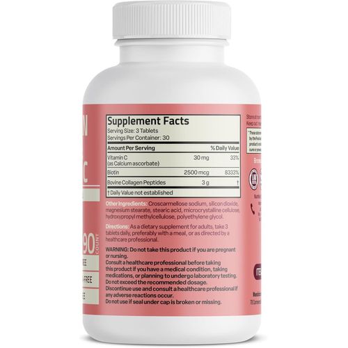 product_image_name-Bronson-Collagen Peptides 3000mg. 90 Tablets. With Biotin & Vitamin C - for Hair, Skin & Nails Support, Non-GMO.-2