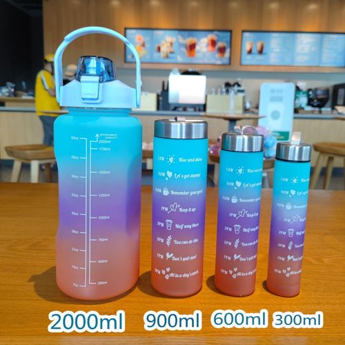 HYDRATE 900ml Water Bottle with Straw and Motivational Time Markings, Black