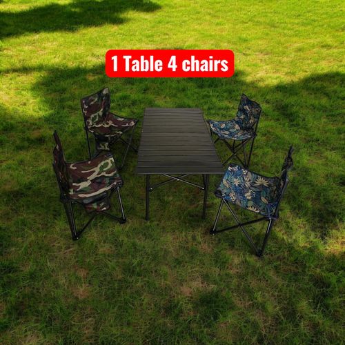product_image_name-Generic-Foldable Camping Table with 4 Chairs Outdoor Picnic Set – 5-Piece-2
