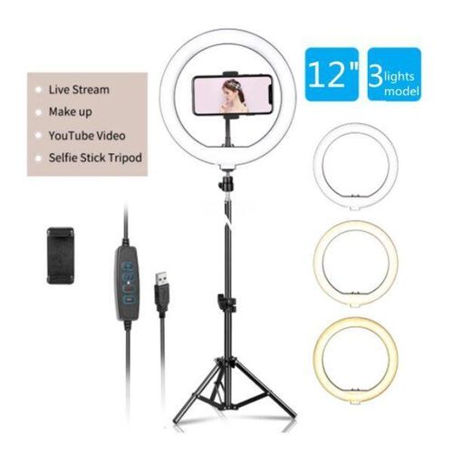 product_image_name-Generic-12-Inch LED Ring Light with Tripod Stand – Dimmable Lighting with Phone Holder for Live Streaming Makeup YouTube TikTok-1
