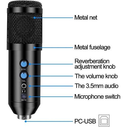 TECURS USB Microphone, Condenser Microphone Kit for Computer