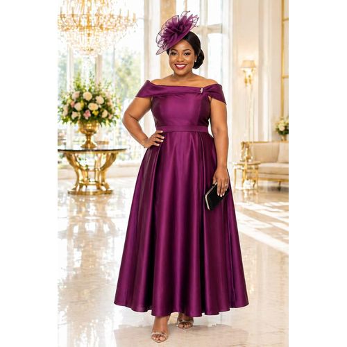 Fashion Elegant wine purple satin Maxi dress @ Best Price