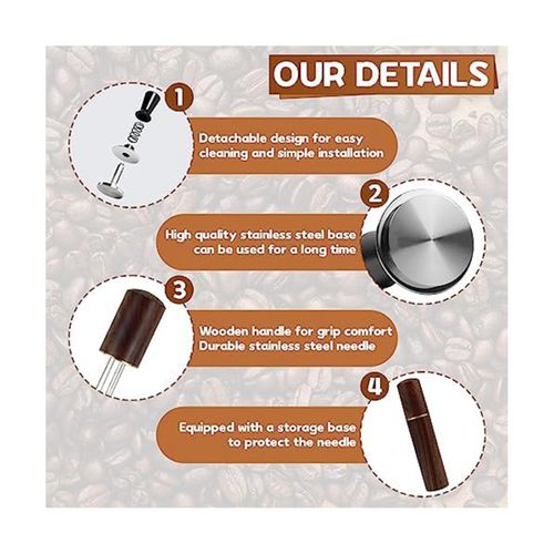 51mm Espresso Coffee Tamper & Stirrer Set - Wooden-Handle Spring-loaded  Calibrated Tamper with Premium Stainless Steel Base for Espresso Machine 