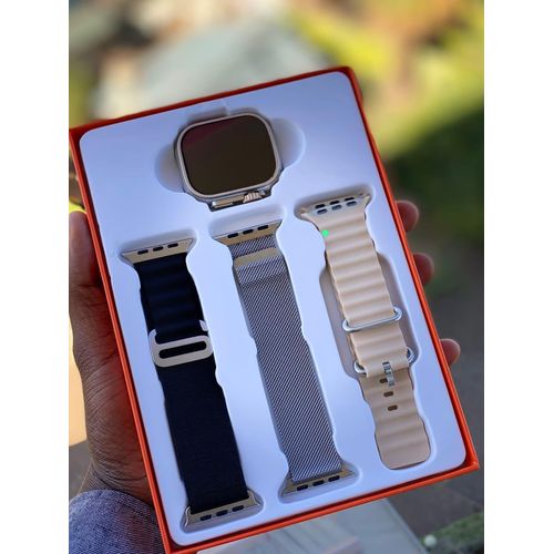 Generic S9 Ultra wireless charging smartwatch with three straps