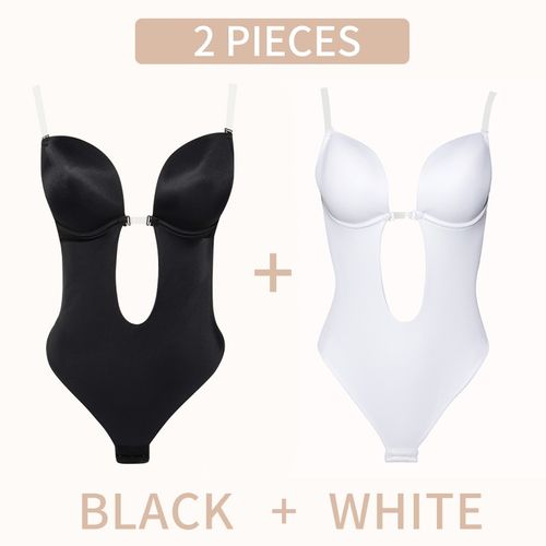 Fashion Bodysuit Shapewear Deep V-Neck Body Backless U Plunge Thong Waist  Trainer Women Clear Strap Padded Corset @ Best Price Online